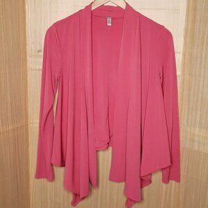 Evelyn Womens Pink Stretchy Waterfall Blazer Medium